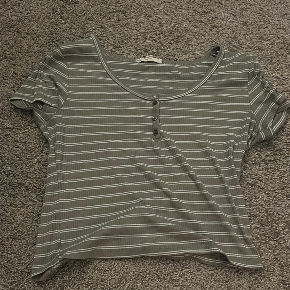 Pink Republic Olive Striped Short Sleeve Tee